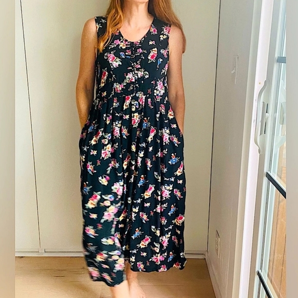 Blue Sleeveless Scoop Neck Midi Sundress - Picture 5 of 7